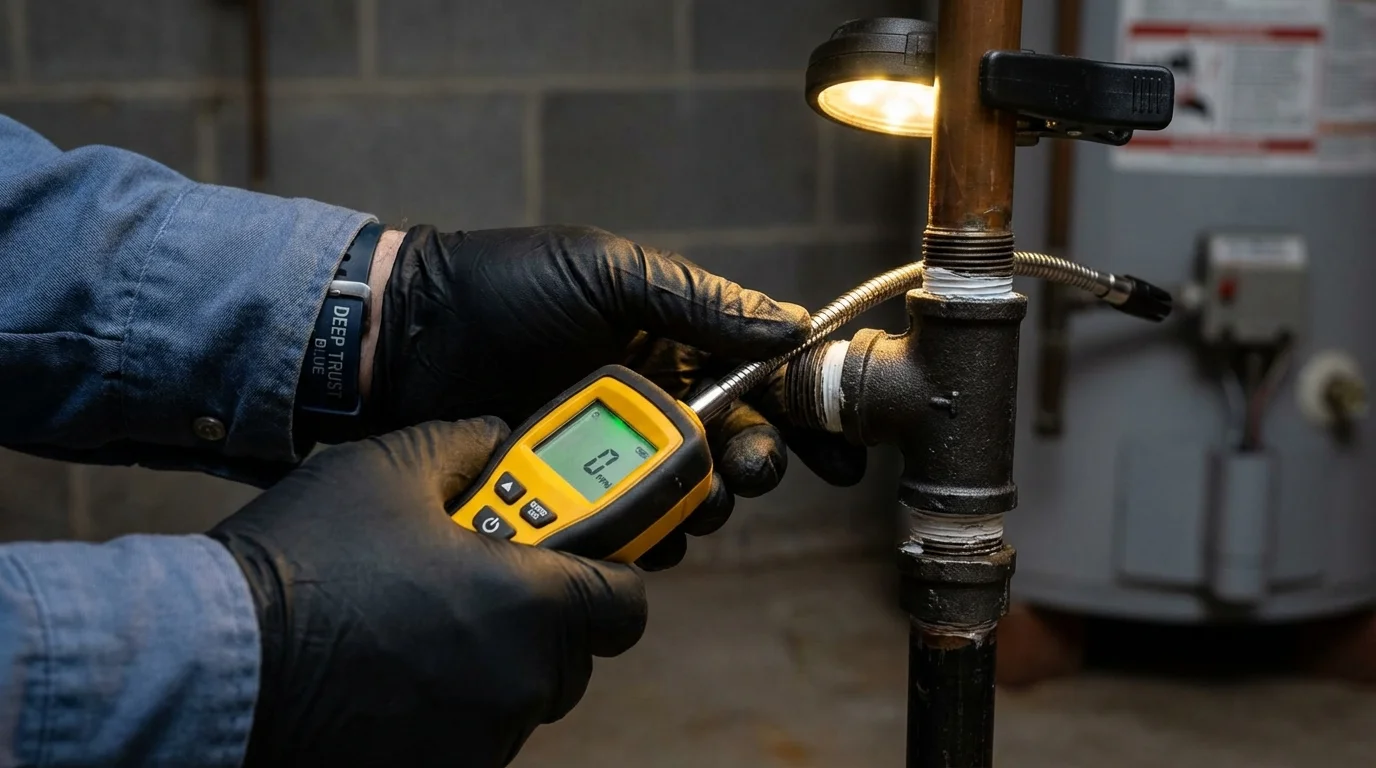 Gas leak detection with electronic sniffer by Johns Plumbing LLC in Nolensville