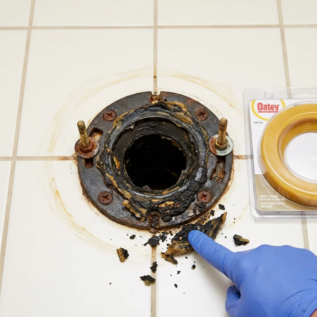 Failed wax ring showing water seepage at the base of a toilet in a Nolensville, TN home